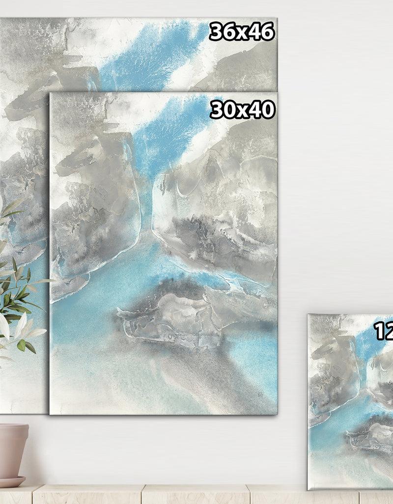 DesignQ Watercolor Minimal Blue Tones II - Mid-Century Modern Canvas Artwork