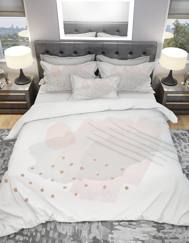 DesignQ Watercolor Minimal Blush I - Geometric Duvet Cover Set