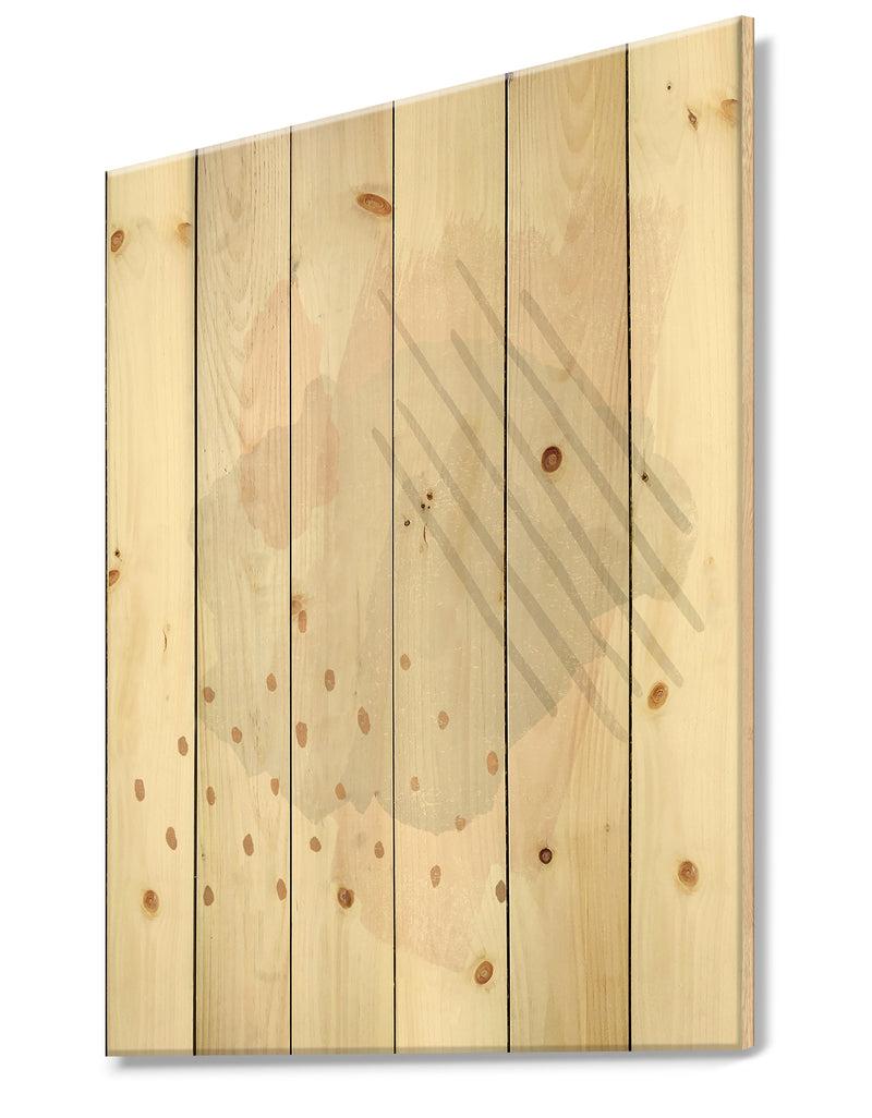 DesignQ Watercolor Minimal Blush I - Transitional Print On Natural Pine Wood