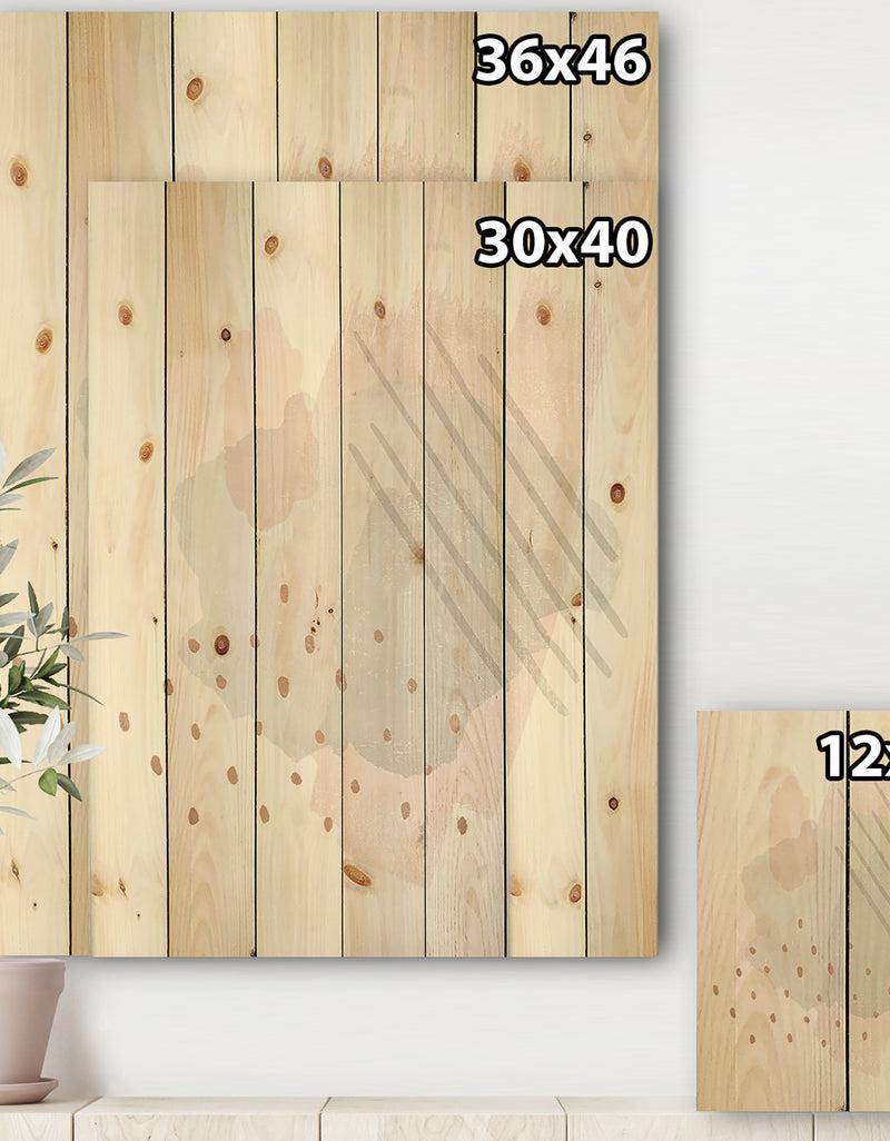 DesignQ Watercolor Minimal Blush I - Transitional Print On Natural Pine Wood