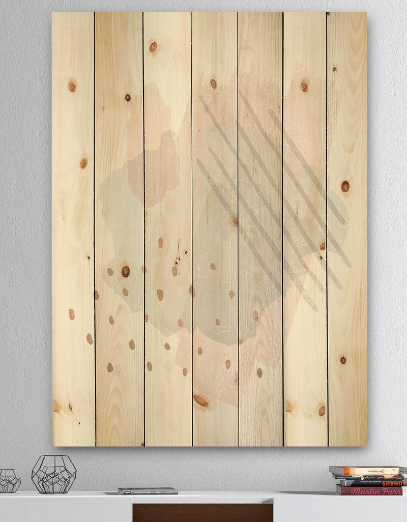 DesignQ Watercolor Minimal Blush I - Transitional Print on Natural Pine Wood