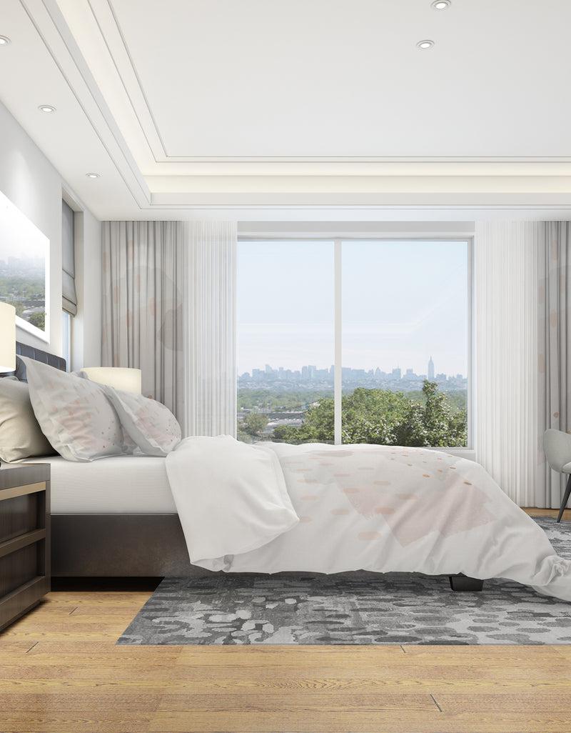 DesignQ Watercolor Minimal Blush III - Geometric Duvet Cover Set