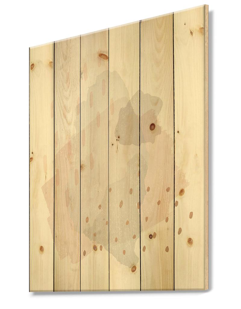DesignQ Watercolor Minimal Blush III - Transitional Print On Natural Pine Wood
