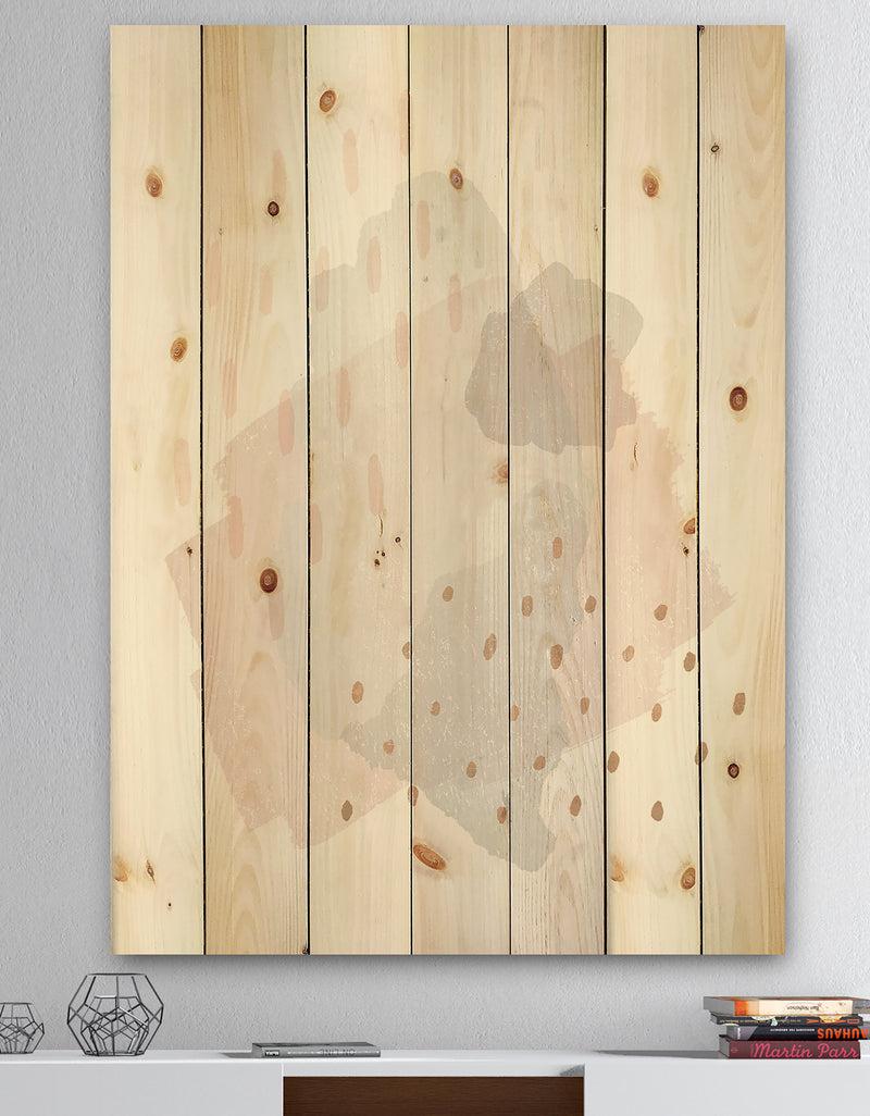DesignQ Watercolor Minimal Blush III - Transitional Print on Natural Pine Wood