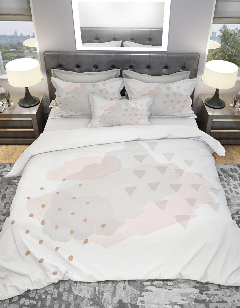 DesignQ Watercolor Minimal Blush IV - Geometric Duvet Cover Set