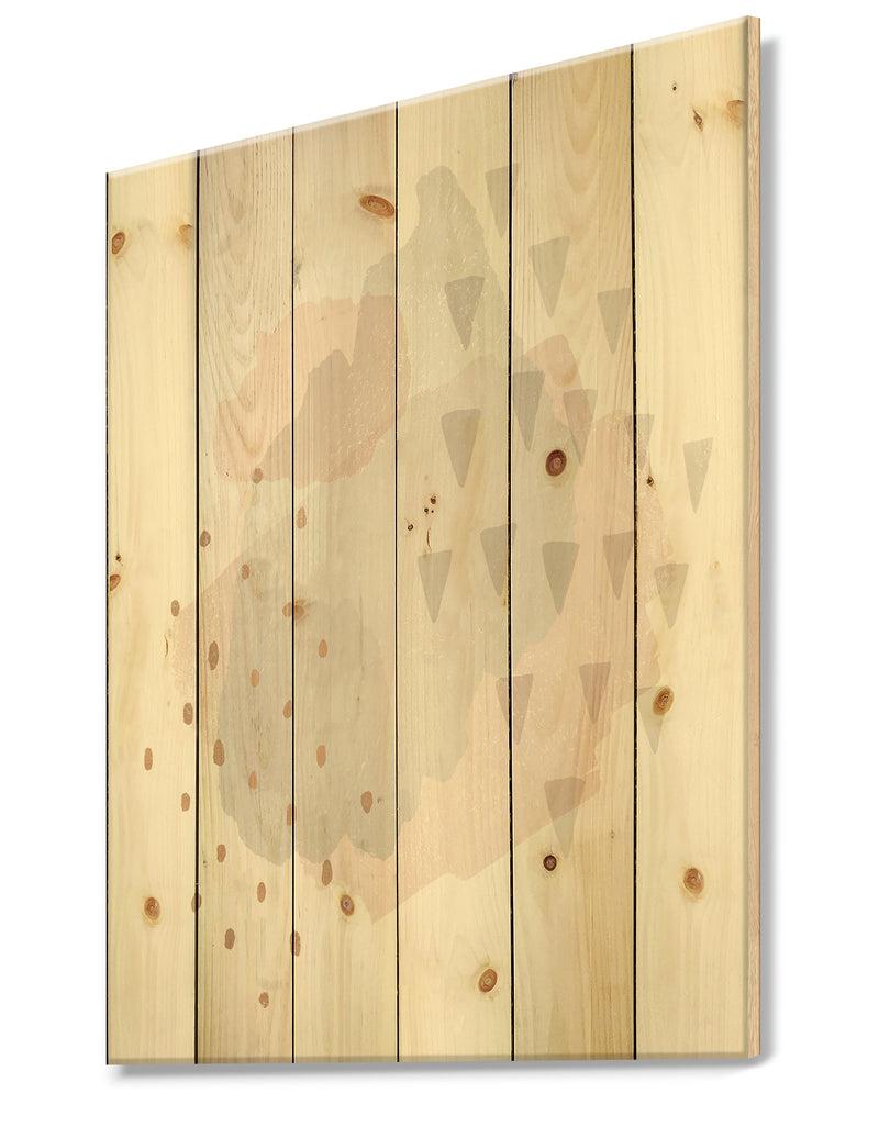 DesignQ Watercolor Minimal Blush IV - Transitional Print On Natural Pine Wood