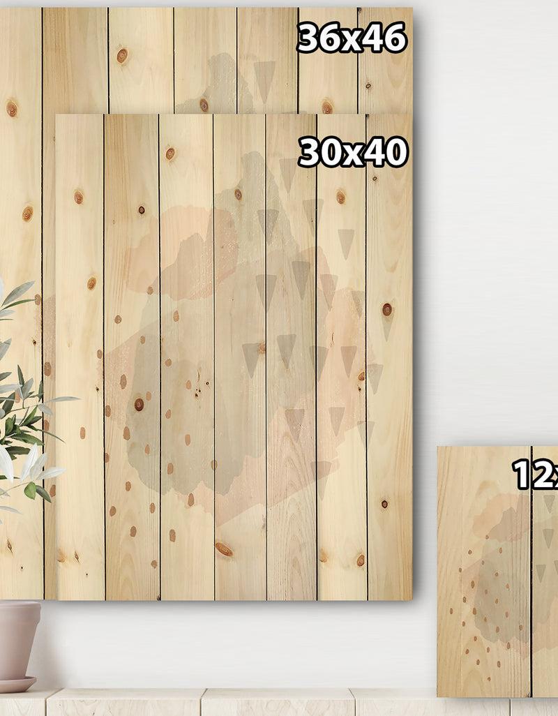 DesignQ Watercolor Minimal Blush IV - Transitional Print On Natural Pine Wood