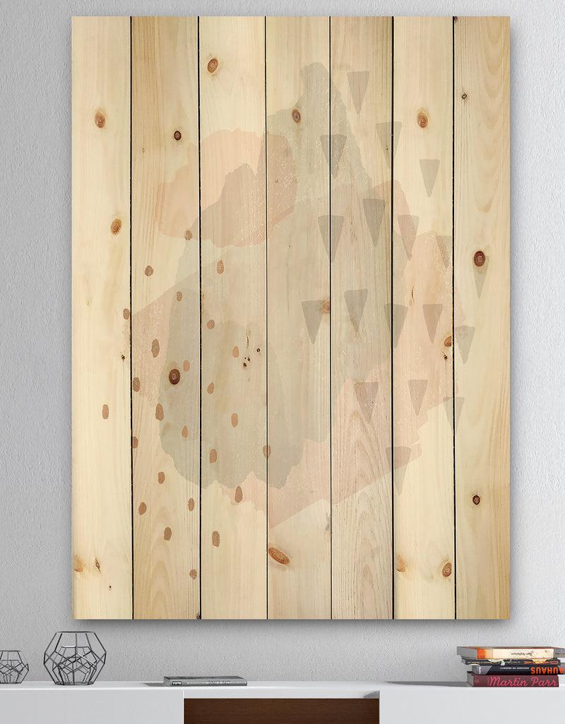 DesignQ Watercolor Minimal Blush IV - Transitional Print on Natural Pine Wood