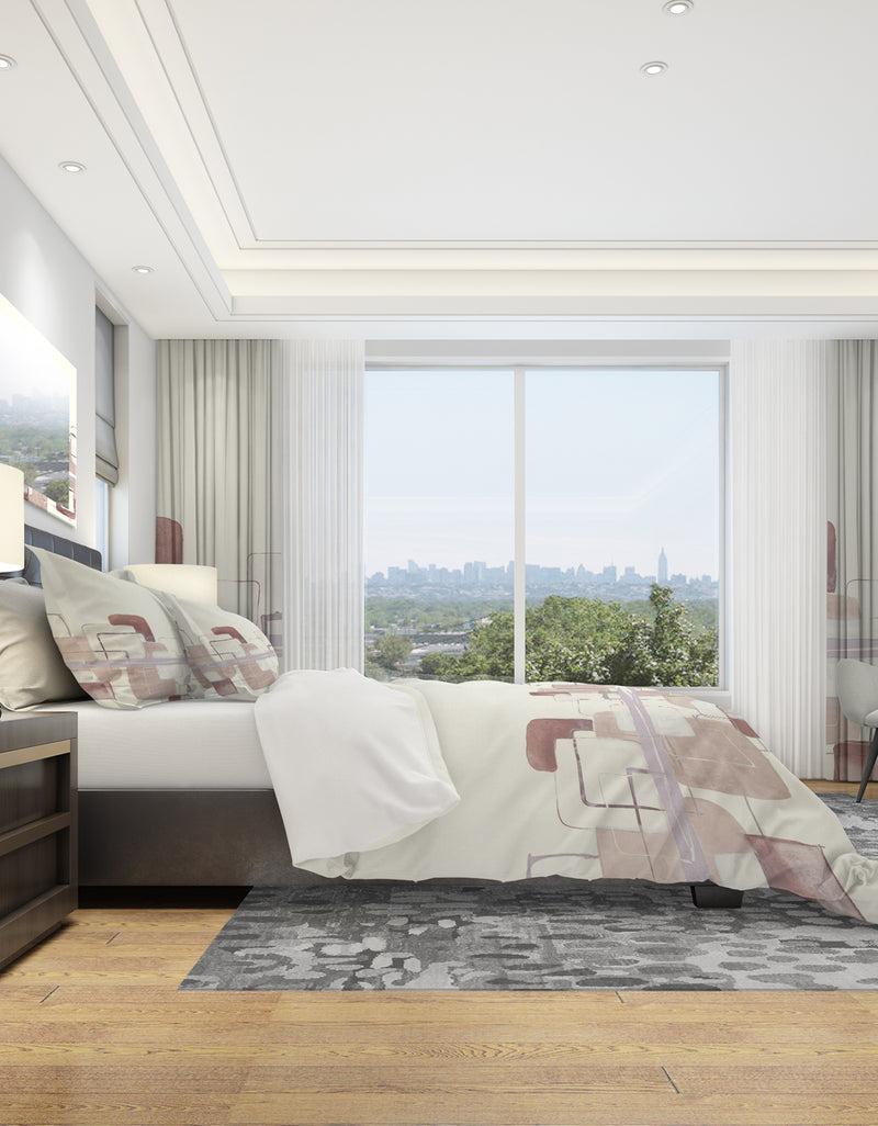 DesignQ Watercolor Minimal Boxes I - Geometric Duvet Cover Set