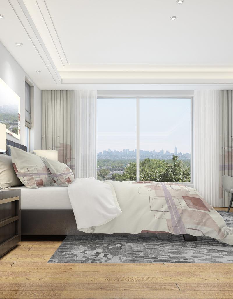 DesignQ Watercolor Minimal Boxes II - Geometric Duvet Cover Set