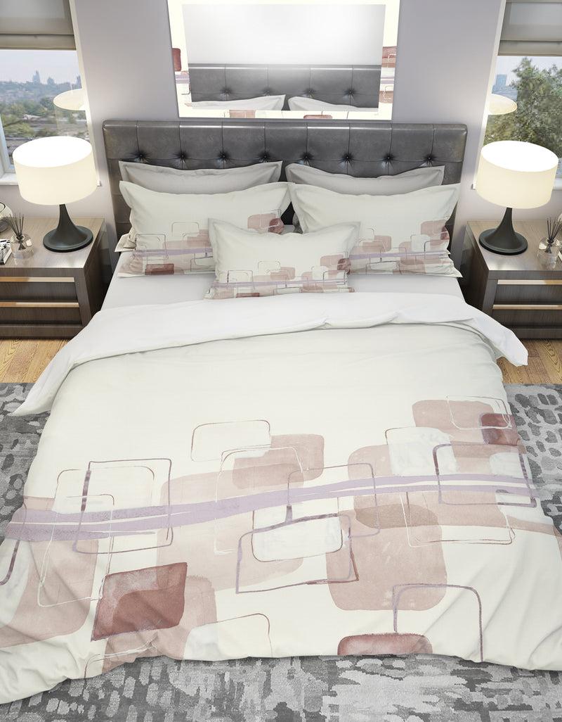 DesignQ Watercolor Minimal Boxes II - Geometric Duvet Cover Set