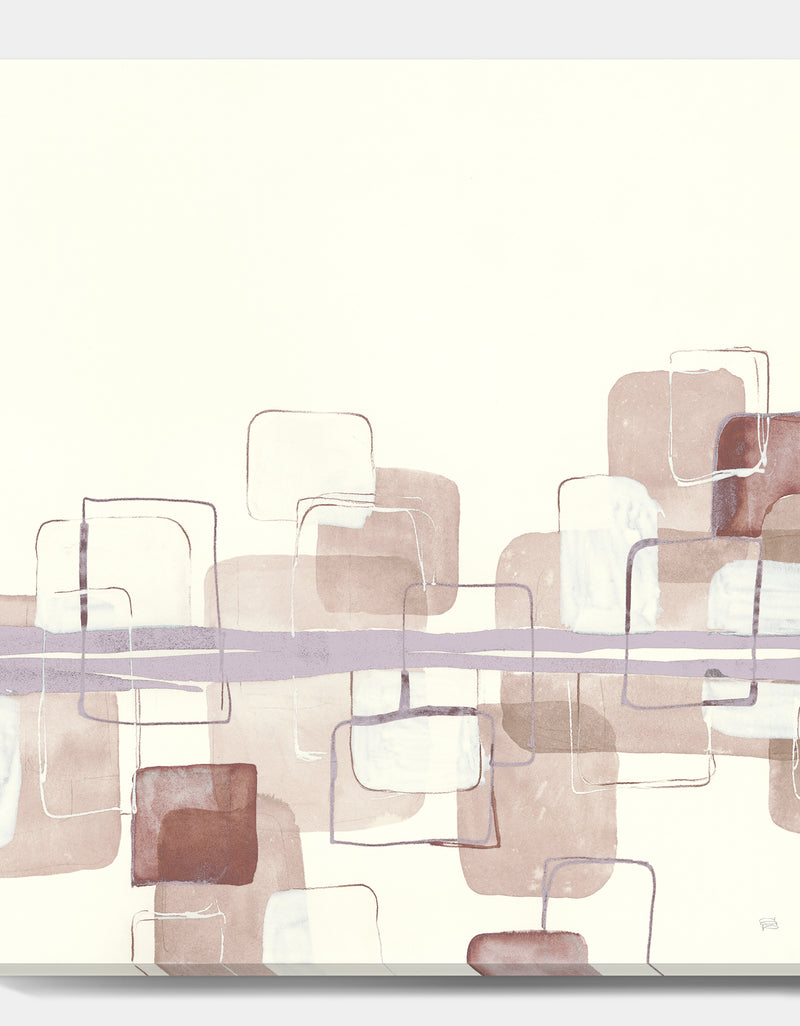 DesignQ Watercolor Minimal Boxes II - Modern Gallery-wrapped Canvas