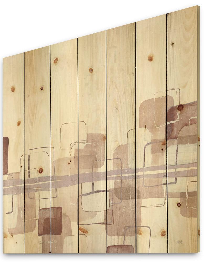 DesignQ Watercolor Minimal Boxes II - Modern Print On Natural Pine Wood