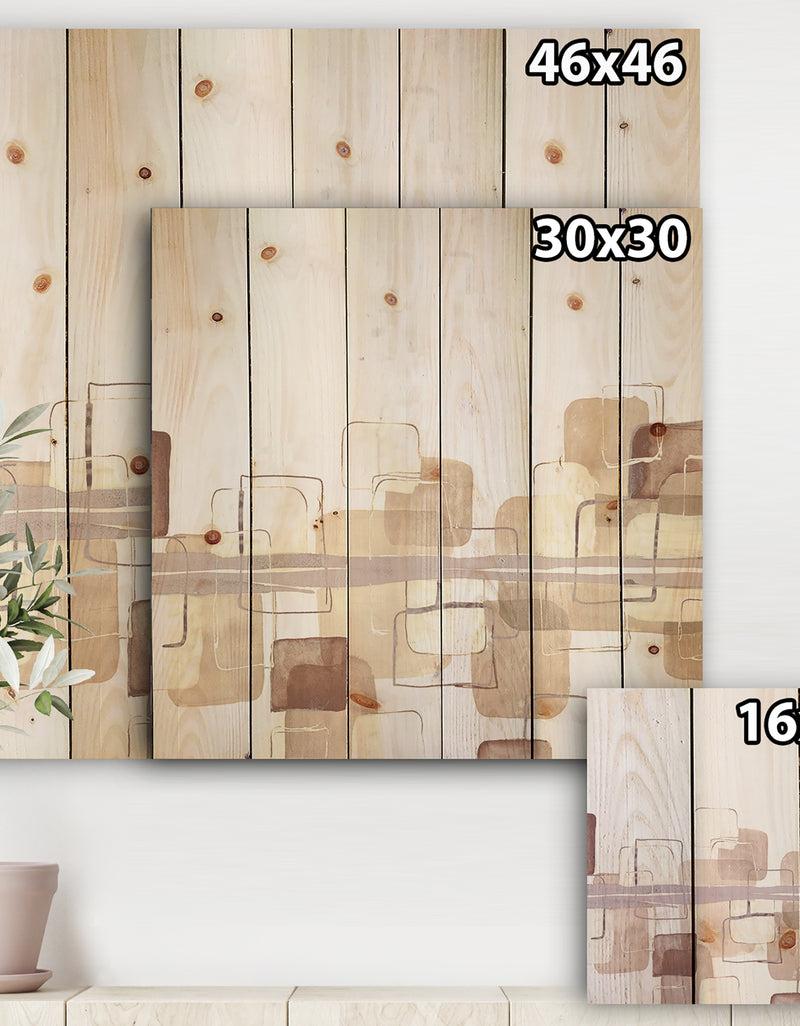 DesignQ Watercolor Minimal Boxes II - Modern Print On Natural Pine Wood