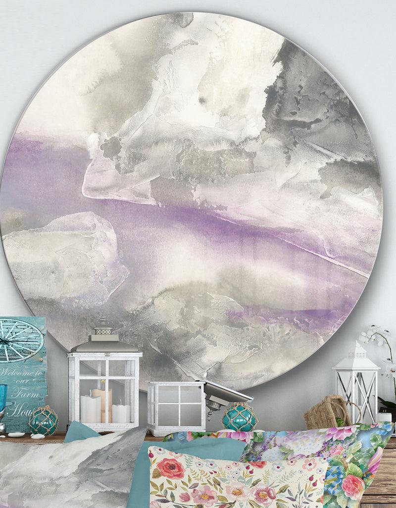 DesignQ Watercolor Minimal Purple Tones I - Farmhouse Metal Circle Wall Art
