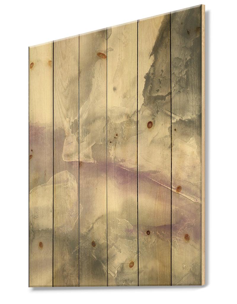 DesignQ Watercolor Minimal Purple Tones I - Modern Farmhouse Print On Natural Pine Wood