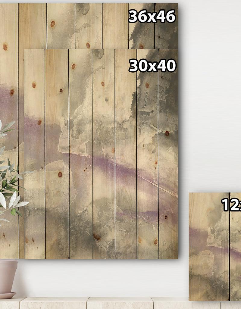 DesignQ Watercolor Minimal Purple Tones I - Modern Farmhouse Print On Natural Pine Wood