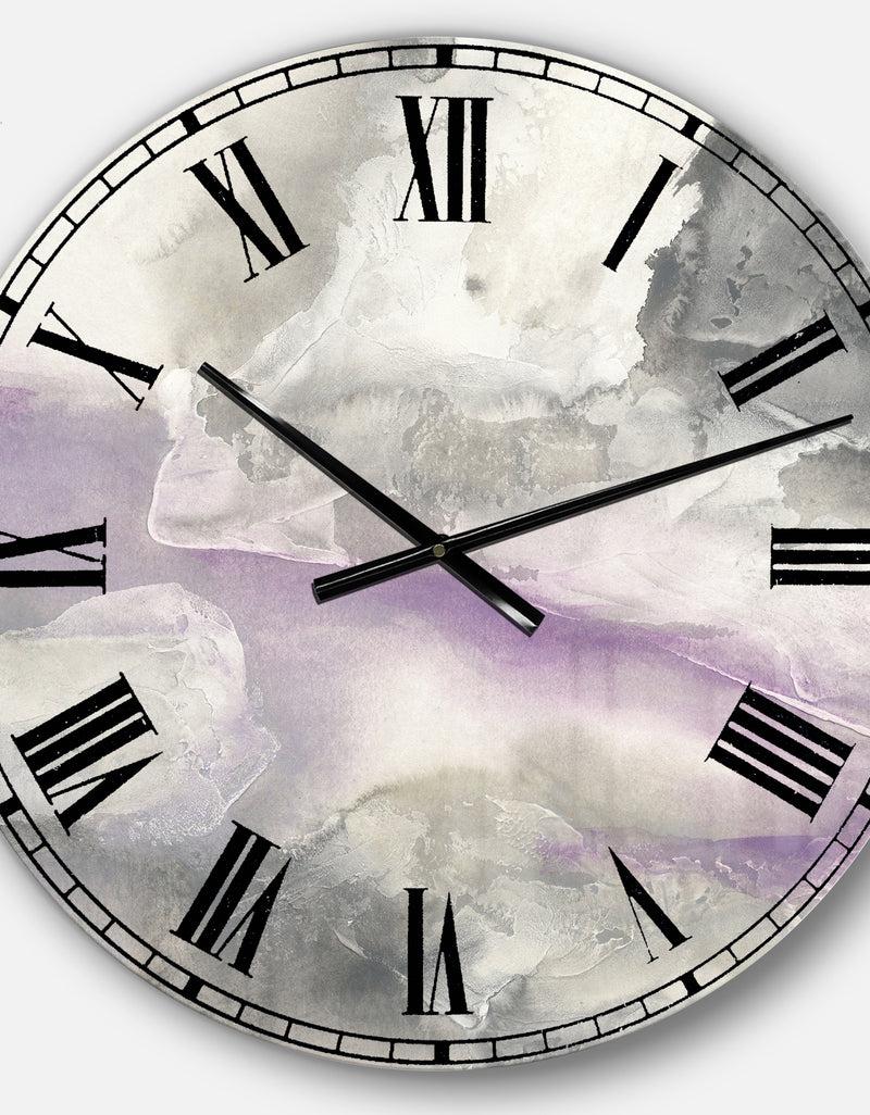 DesignQ Watercolor Minimal Purple Tones I - Modern Farmhouse Large Wall CLock