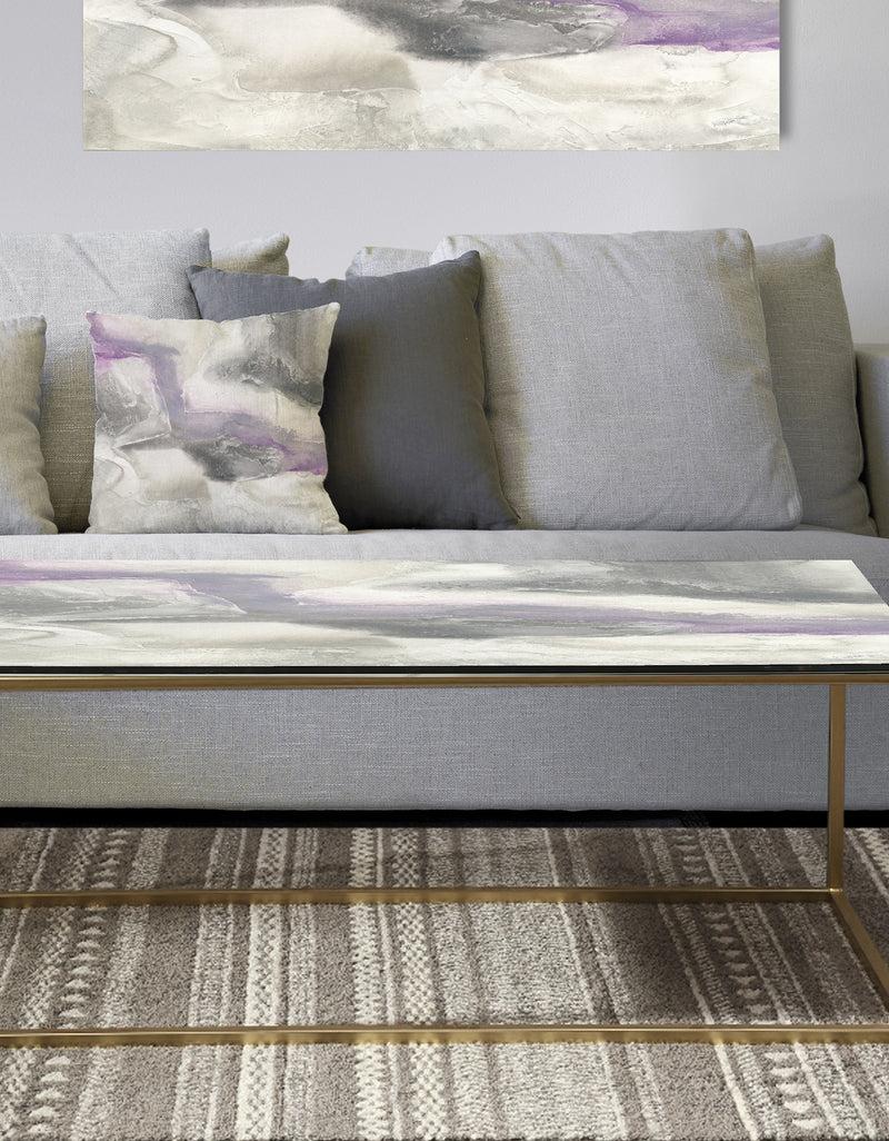 DesignQ Watercolor Minimal Purple Tones II - Metal Traditional Coffee Table