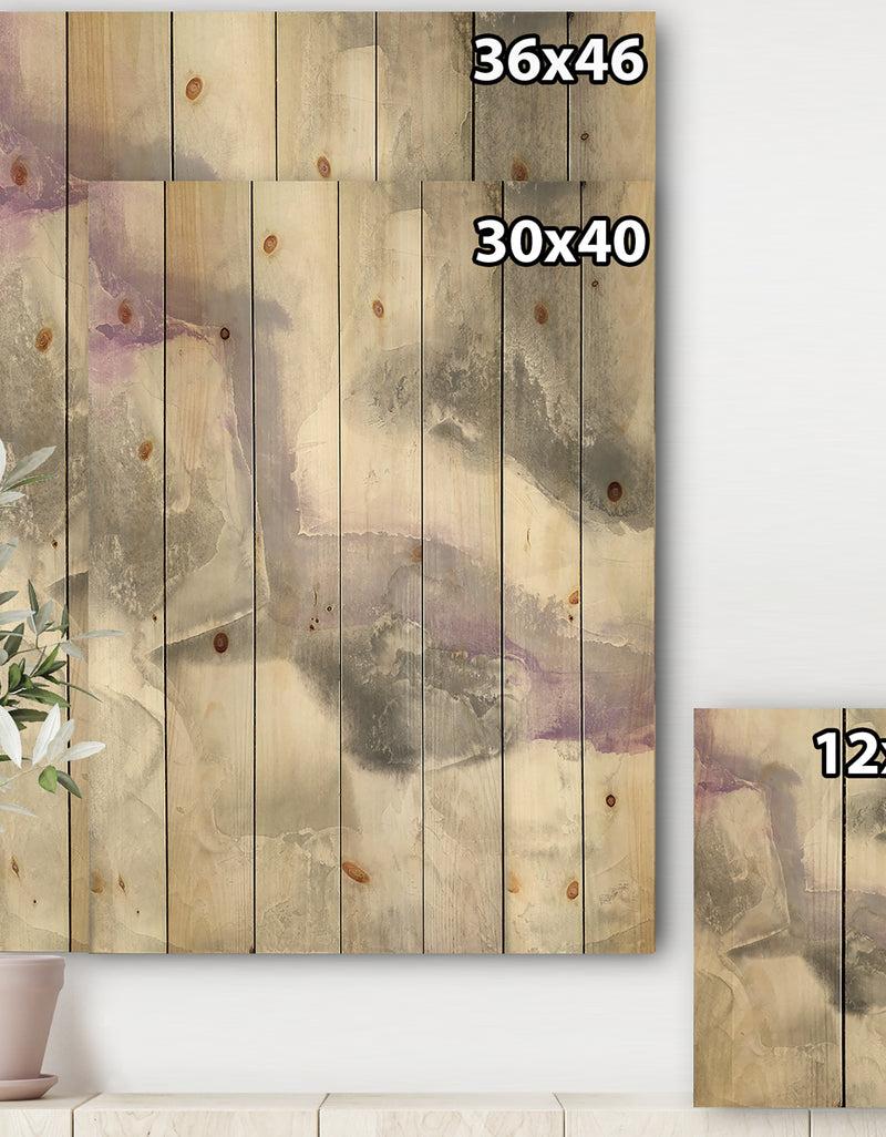 DesignQ Watercolor Minimal Purple Tones II - Modern Farmhouse Print On Natural Pine Wood