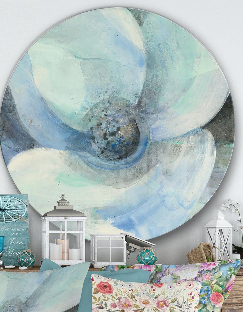DesignQ Watercolor Moonlight Magnolia II - Farmhouse Metal Circle Wall Art