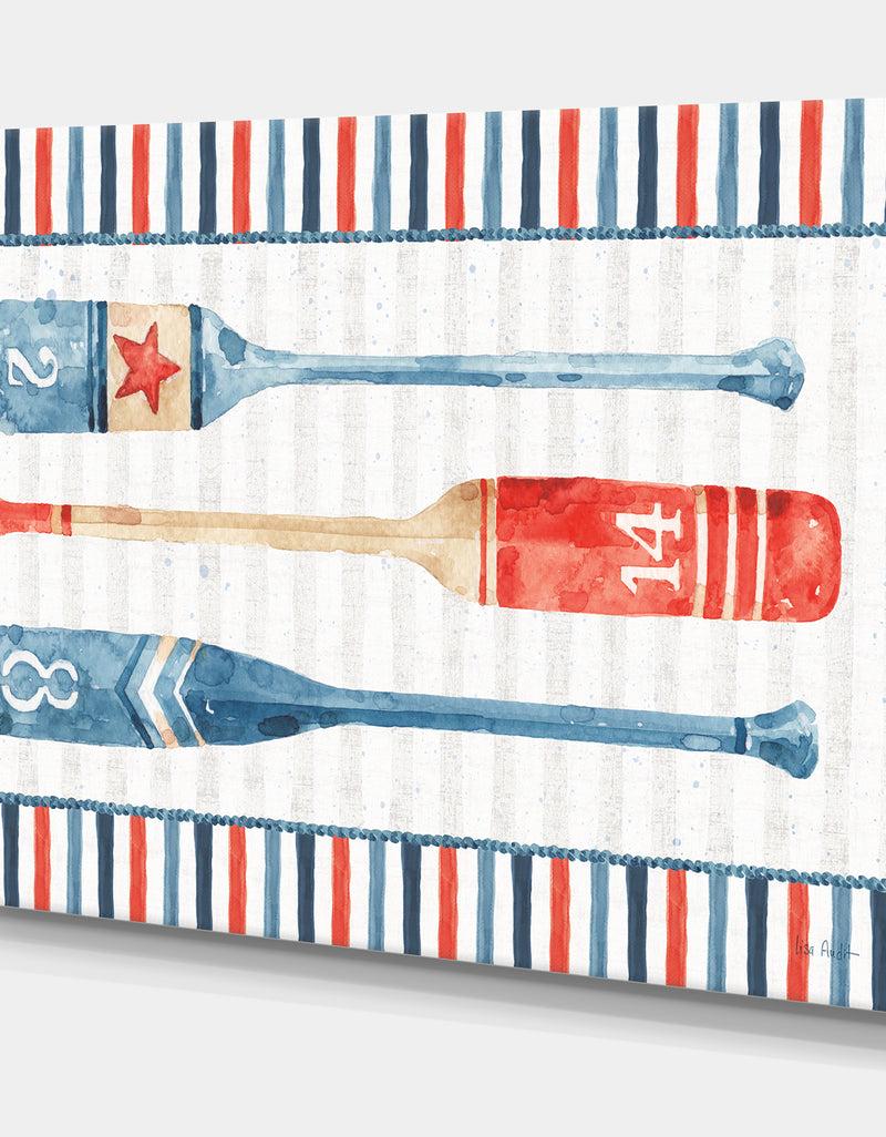 DesignQ Watercolor Nautical Paddles - Nautical & Coastal Canvas Artwork