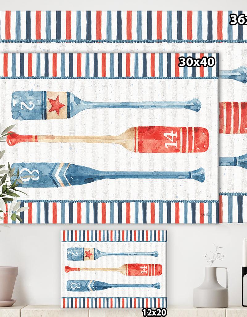 DesignQ Watercolor Nautical Paddles - Nautical & Coastal Canvas Artwork