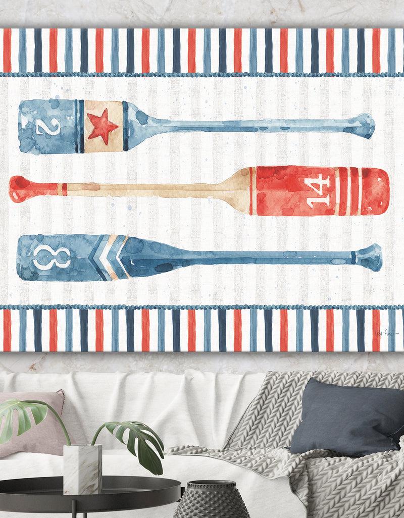 DesignQ Watercolor Nautical paddles - Nautical & Coastal Canvas Artwork