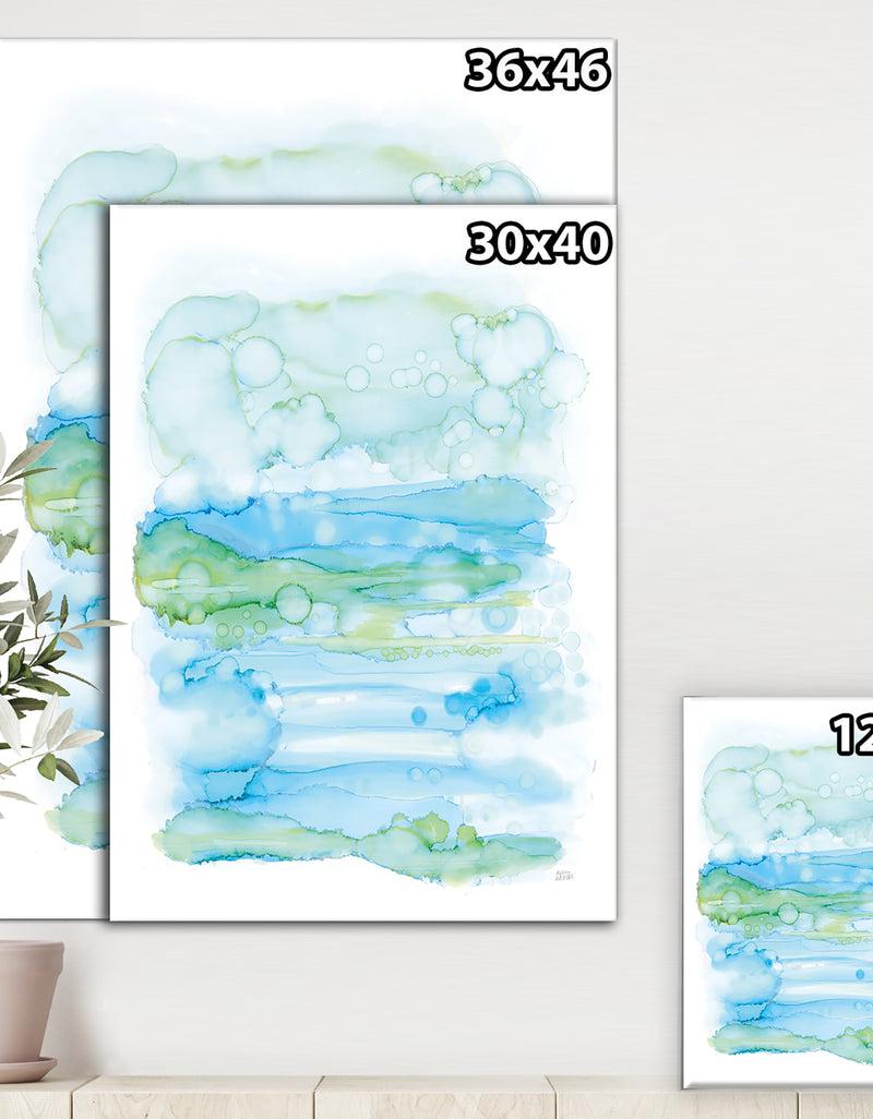 DesignQ Watercolor Of Abstract Blue And Green - Modern Premium Canvas Wall Art