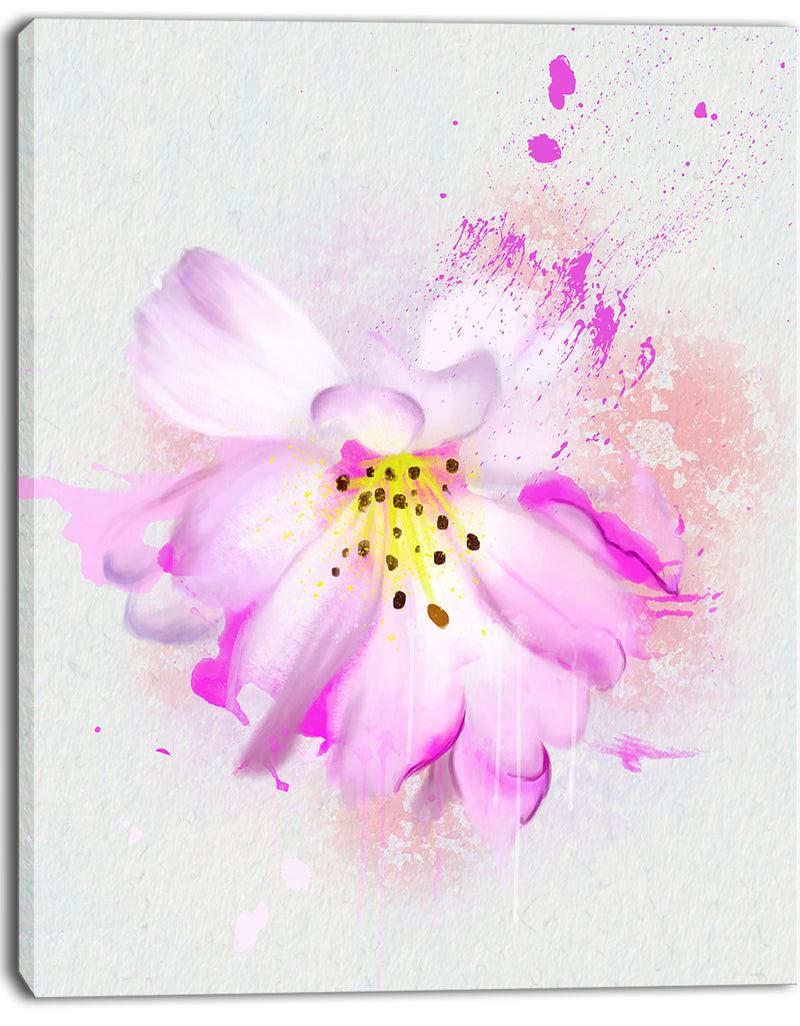 DesignQ Watercolor Pink Rose Illustration - Floral Canvas Artwork Print