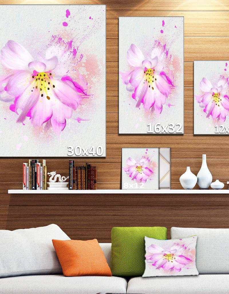 DesignQ Watercolor Pink Rose Illustration - Floral Canvas Artwork Print