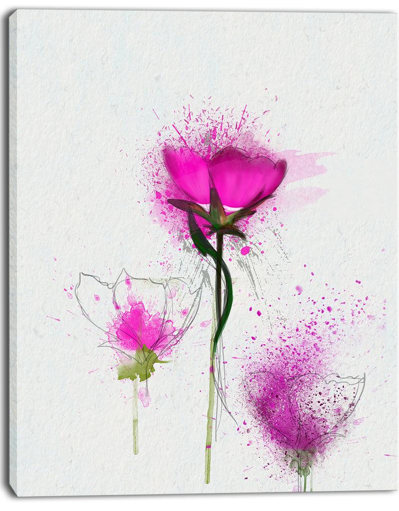 DesignQ Watercolor Purple Daisy Flowers - Floral Canvas Artwork Print