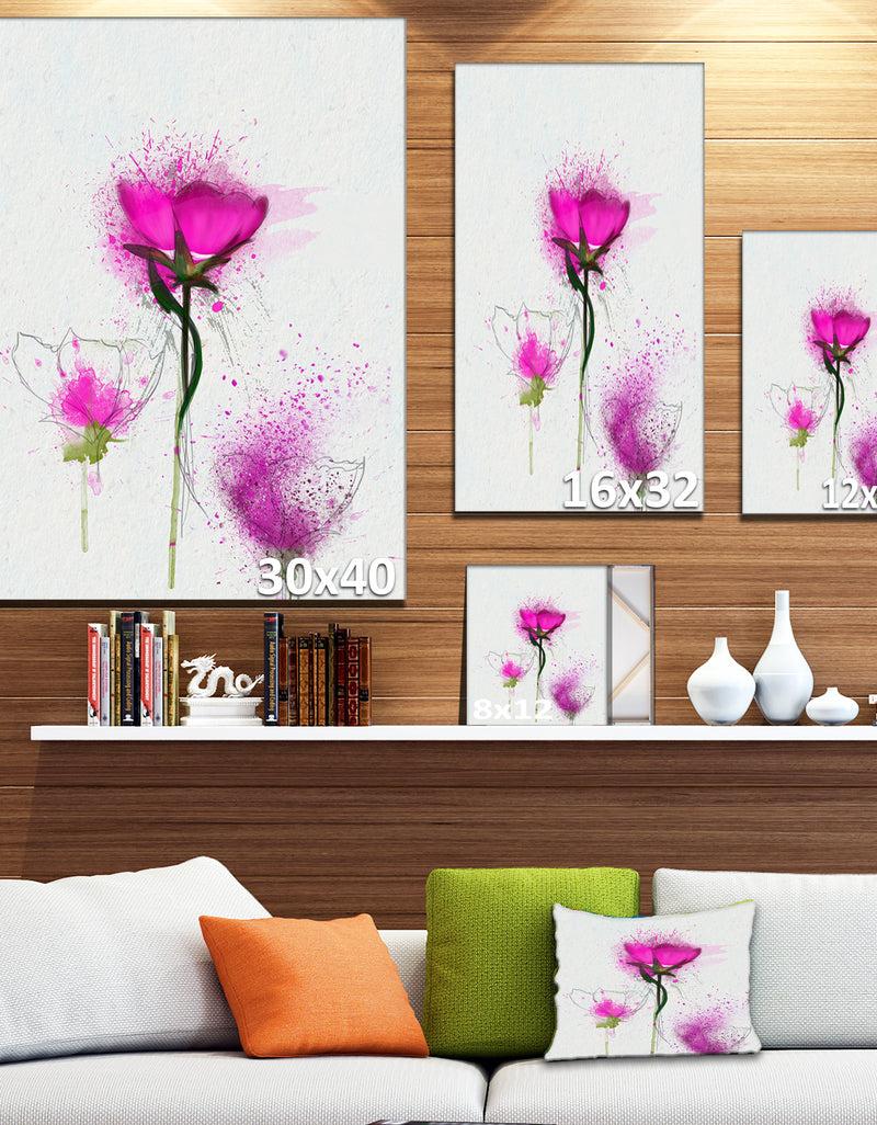 DesignQ Watercolor Purple Daisy Flowers - Floral Canvas Artwork Print