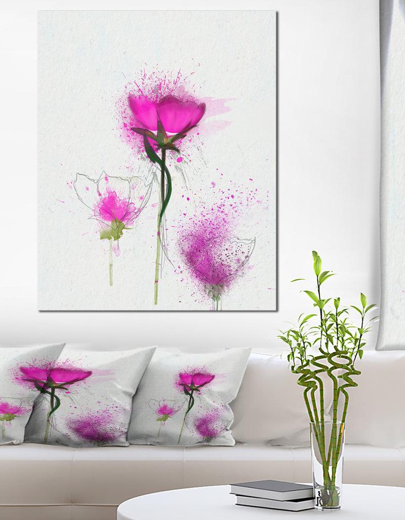 DesignQ Watercolor Purple Daisy Flowers - Floral Canvas Artwork Print