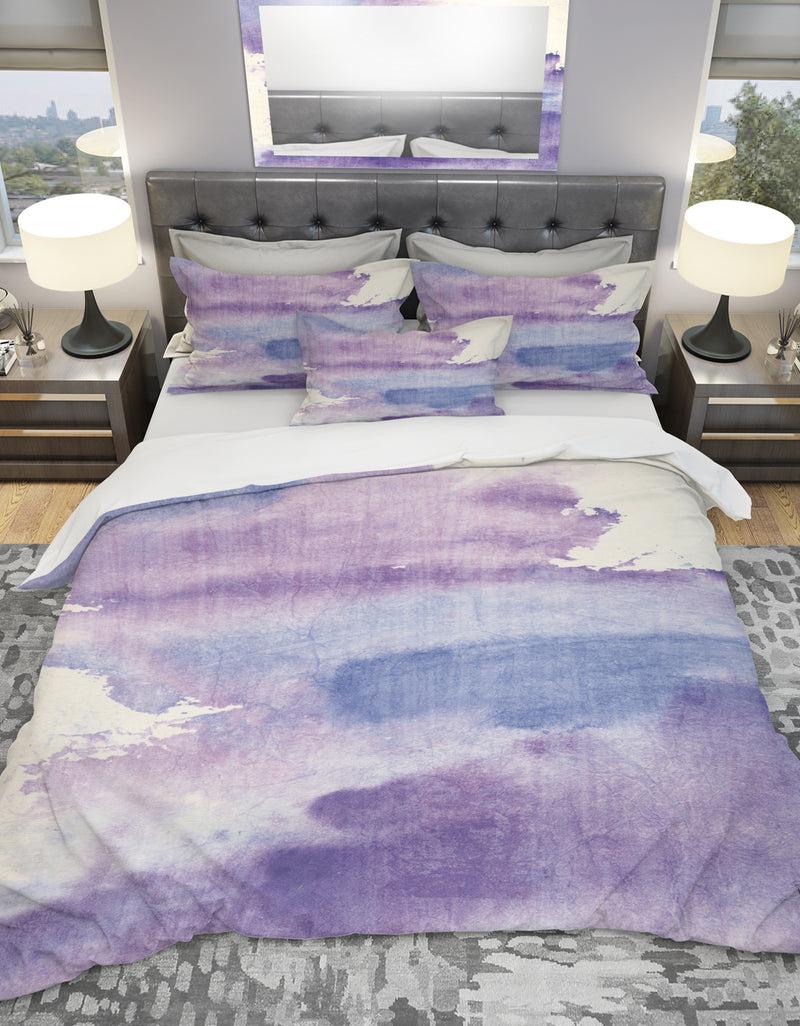 DesignQ Watercolor Purple Haze I - Geometric Duvet Cover Set