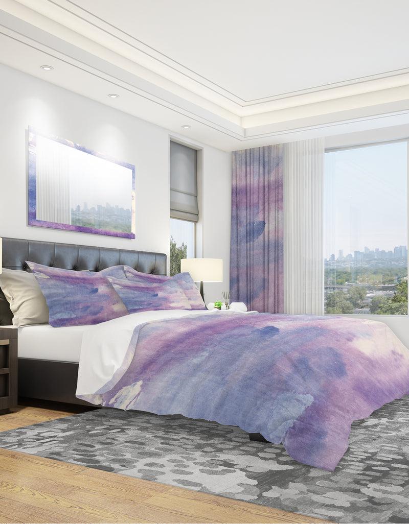 DesignQ Watercolor Purple Haze II - Geometric Duvet Cover Set