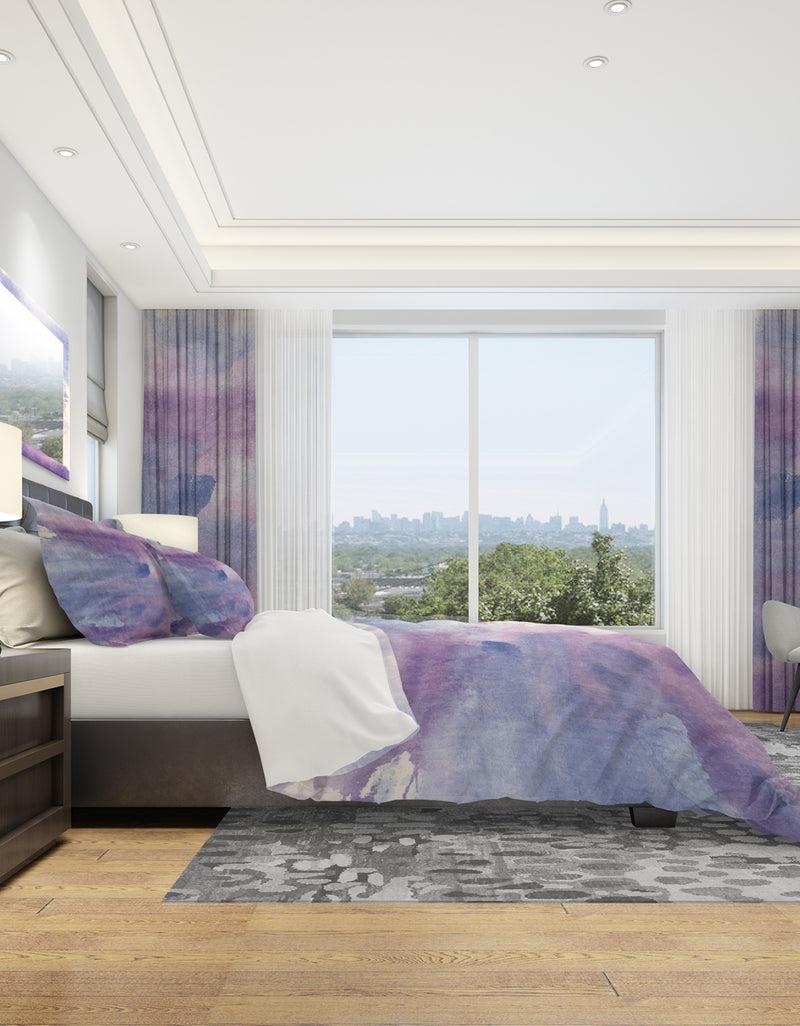 DesignQ Watercolor Purple Haze II - Geometric Duvet Cover Set