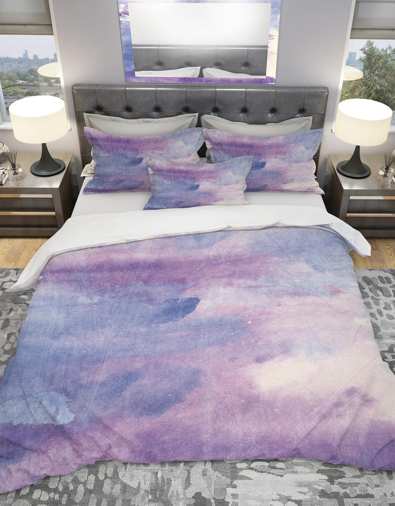DesignQ Watercolor Purple Haze II - Geometric Duvet Cover Set