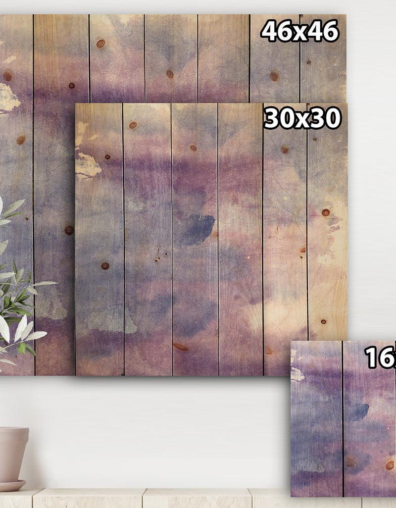 DesignQ Watercolor Purple Haze II - Modern & Contemporary Print On Natural Pine Wood