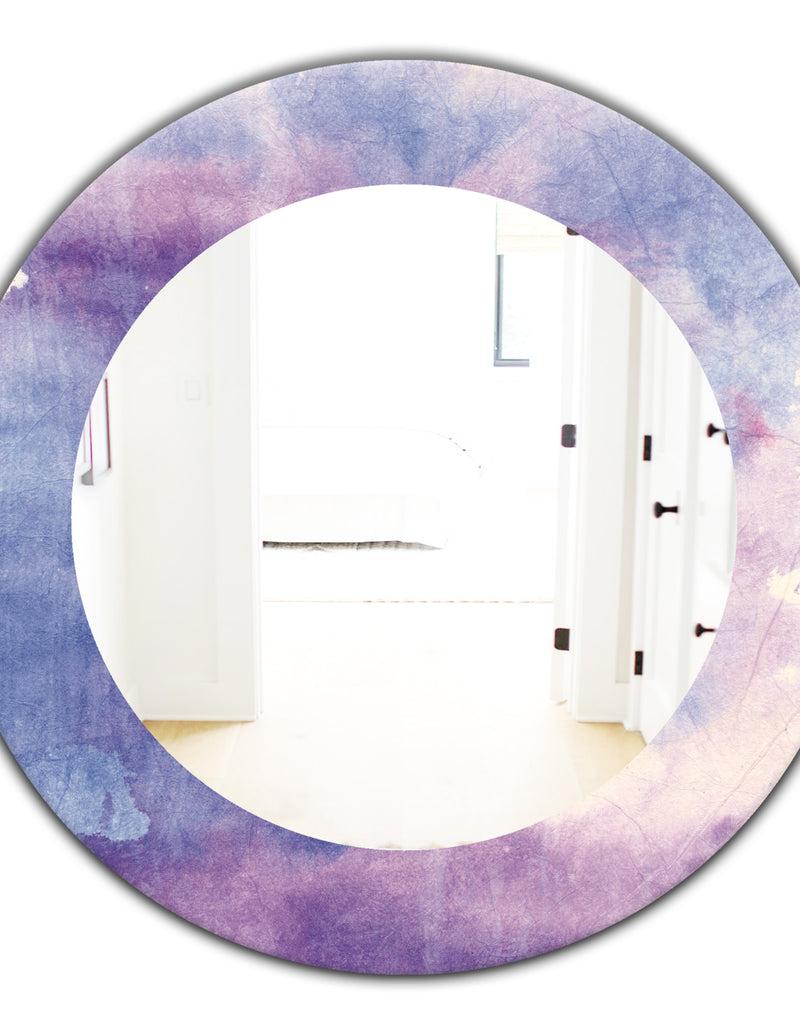 DesignQ Watercolor Purple Haze II - Modern Mirror - Oval Or Round Wall Mirror