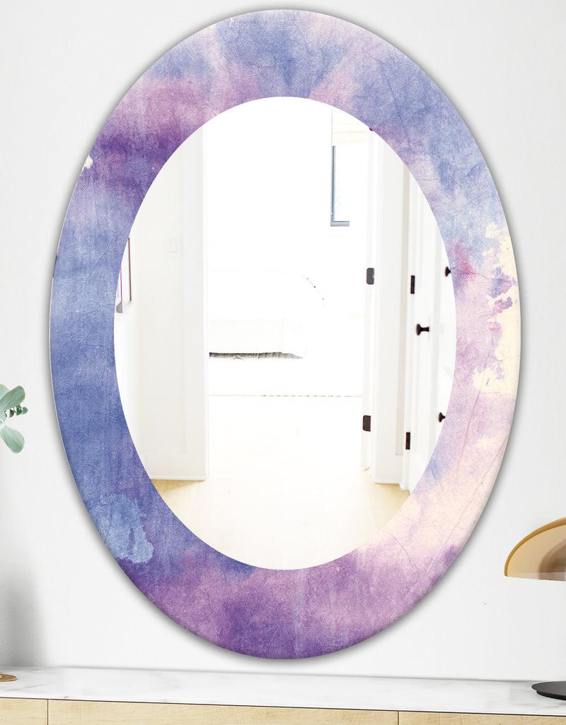 DesignQ Watercolor Purple Haze II - Modern Mirror - Oval Or Round Wall Mirror