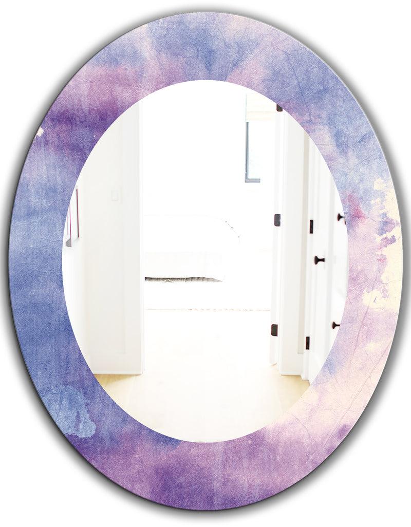 DesignQ Watercolor Purple Haze II - Modern Mirror - Oval Or Round Wall Mirror