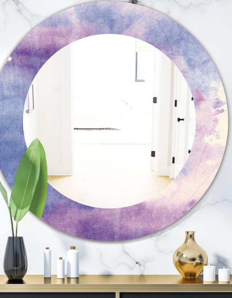 DesignQ Watercolor Purple Haze II - Modern Mirror - Oval or Round Wall Mirror
