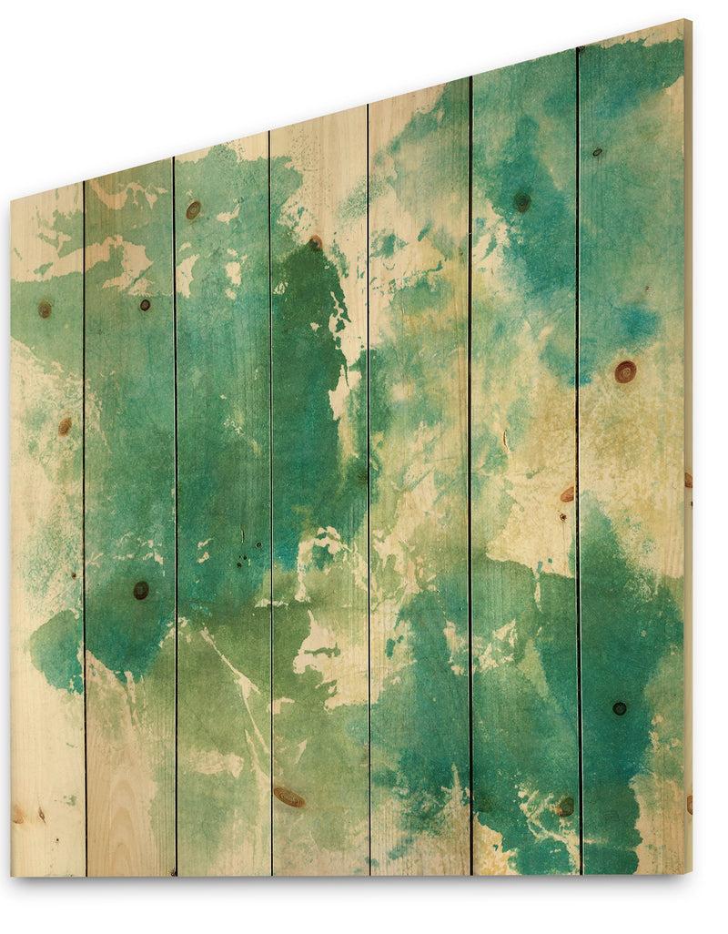 DesignQ Watercolor Rock I - Modern & Contemporary Print On Natural Pine Wood