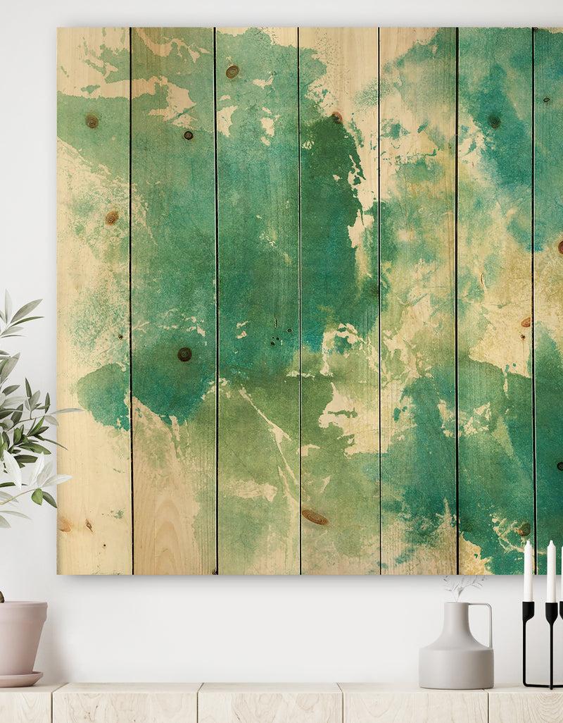 DesignQ Watercolor Rock I - Modern & Contemporary Print on Natural Pine Wood