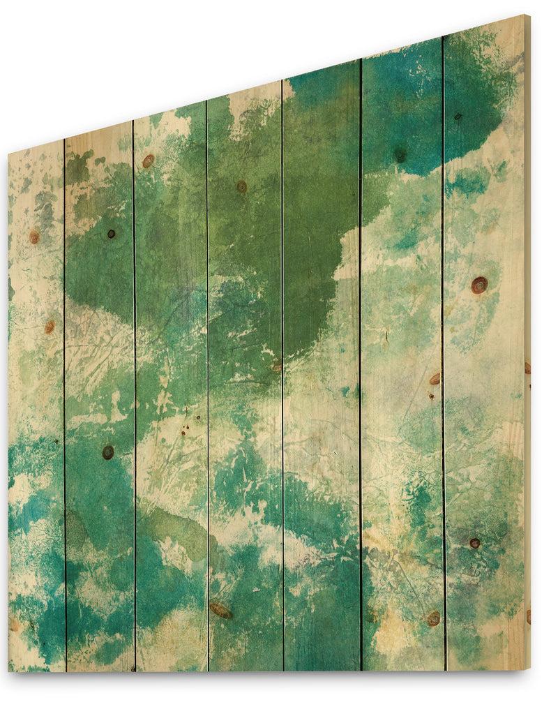 DesignQ Watercolor Rock II - Modern & Contemporary Print On Natural Pine Wood