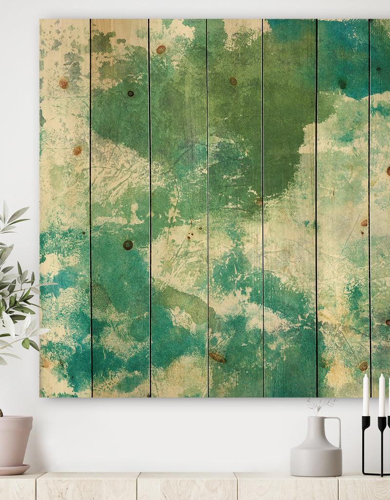 DesignQ Watercolor Rock II - Modern & Contemporary Print on Natural Pine Wood