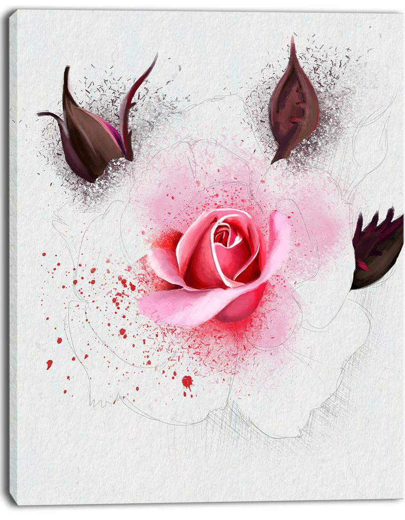 DesignQ Watercolor Rose With Brown Buds - Extra Large Floral Canvas Art