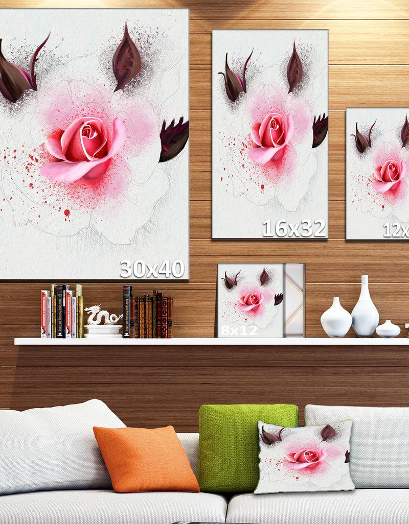 DesignQ Watercolor Rose With Brown Buds - Extra Large Floral Canvas Art