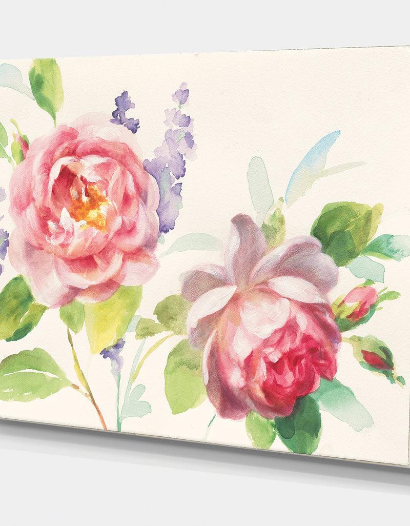 DesignQ Watercolor Roses Bouqet - Shabby Chic Canvas Artwork